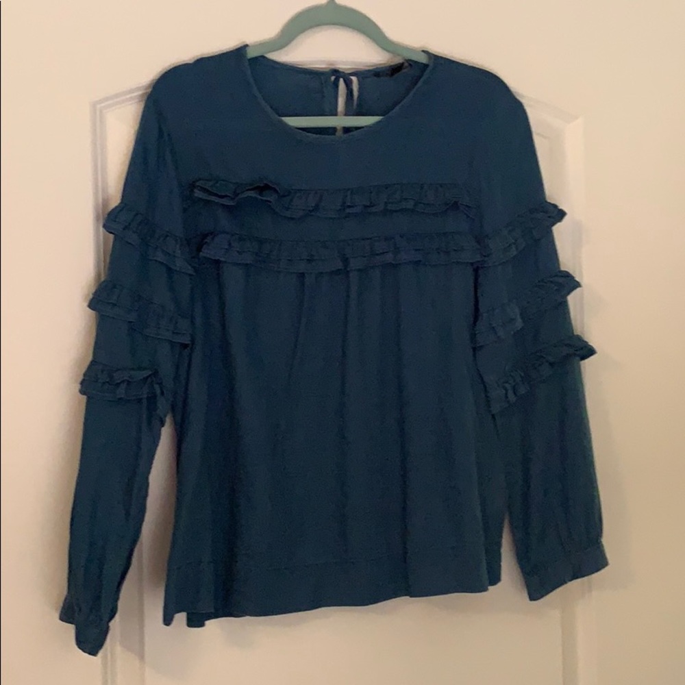JCrew Women’s Denim Ruffle top